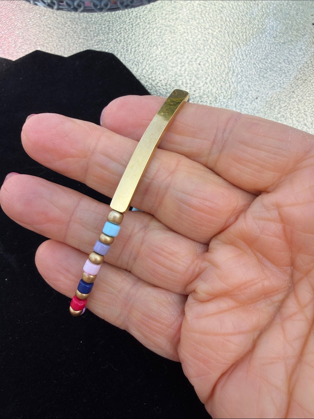 Plunder Gold-Tone Bar Bracelet with Multicolored Beads